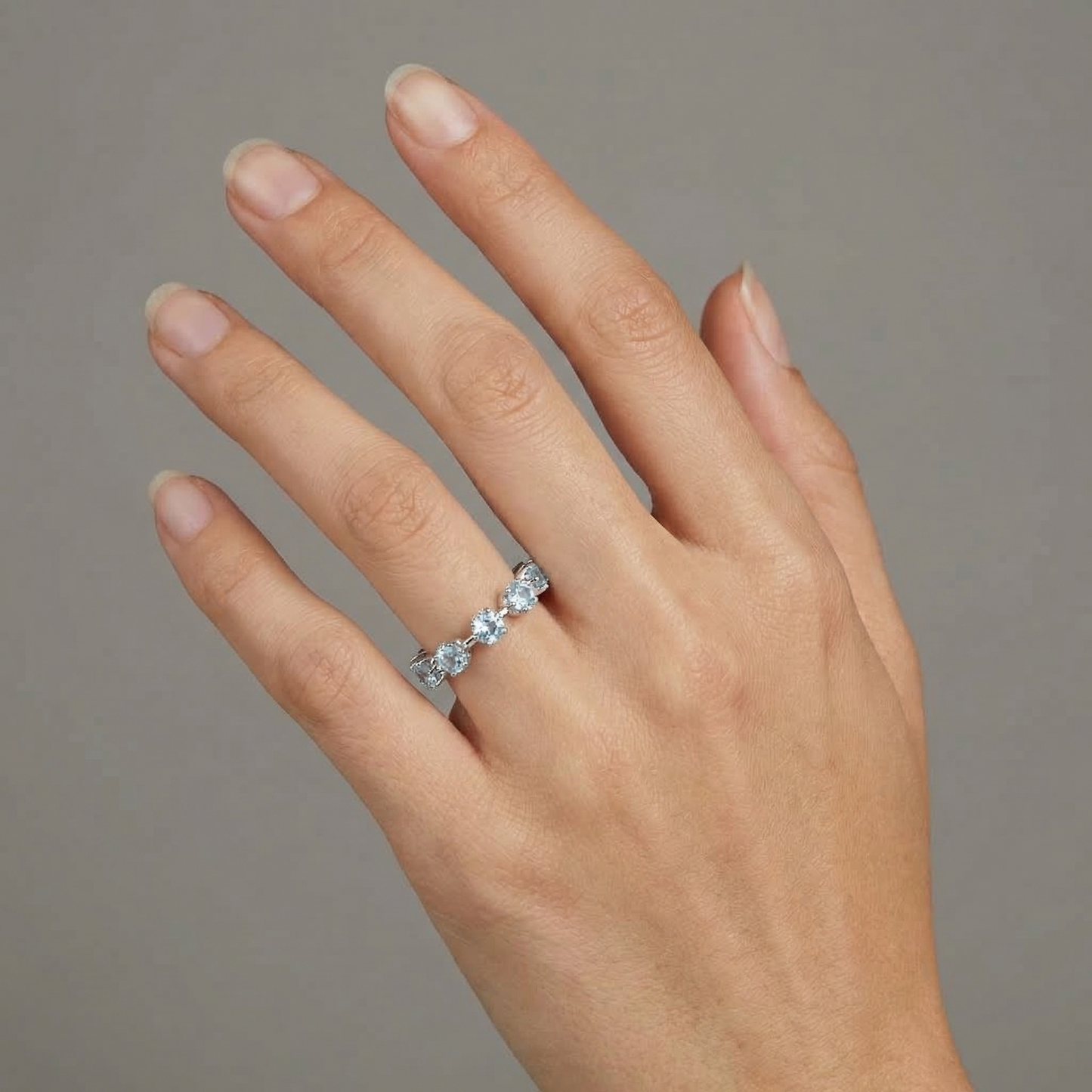 Linea Maxi Station Ring – Light Blue Aquamarine