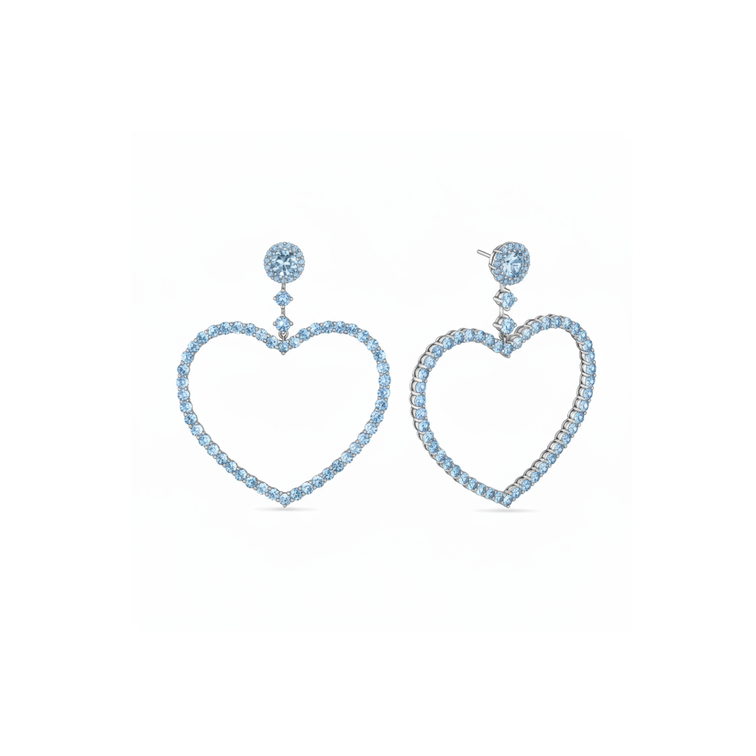 Amore Grand Heart Earrings – Light Blue Aquamarine