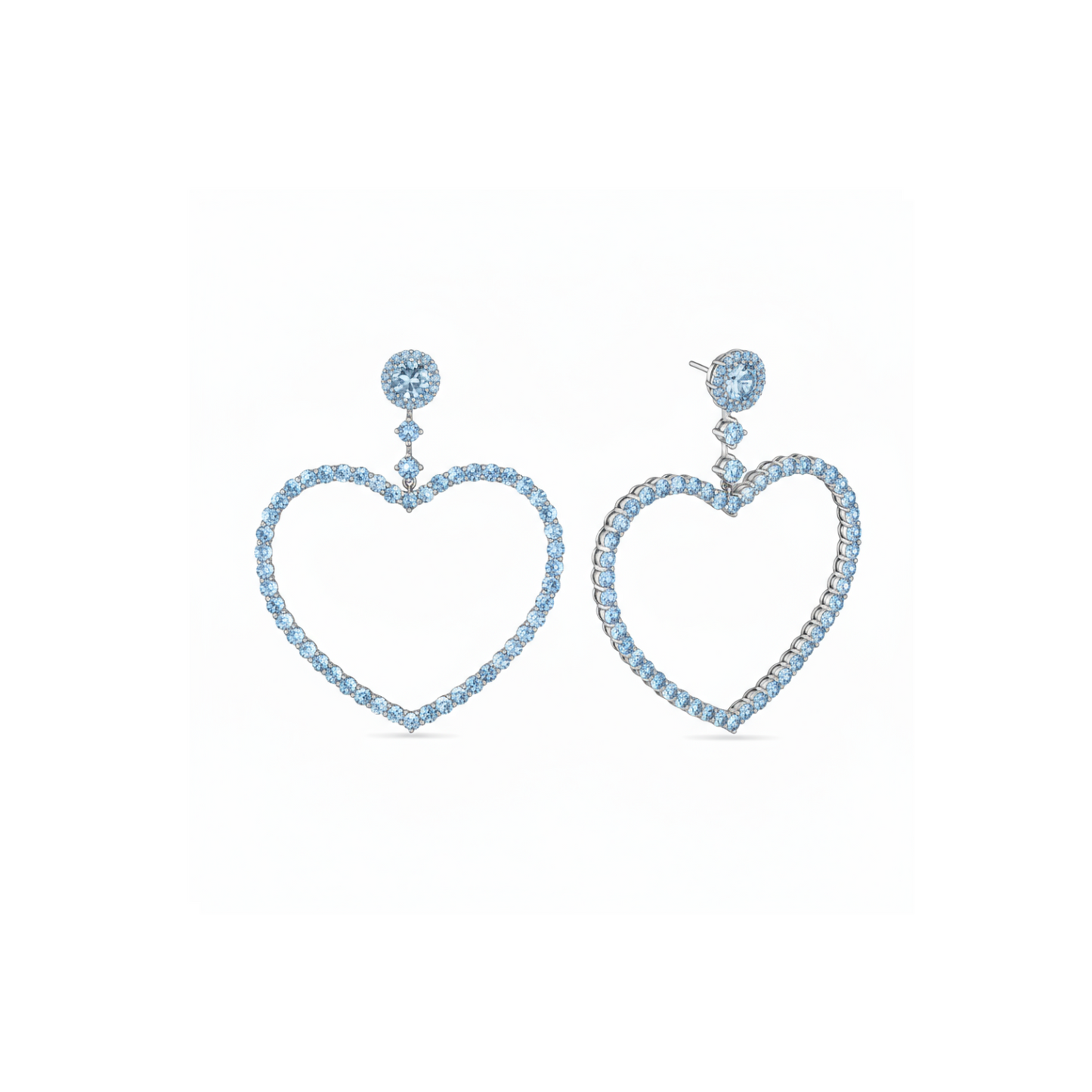 Amore Grand Heart Earrings – Light Blue Aquamarine