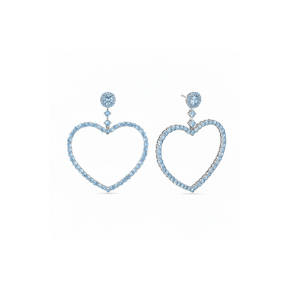 Amore Grand Heart Earrings – Light Blue Aquamarine