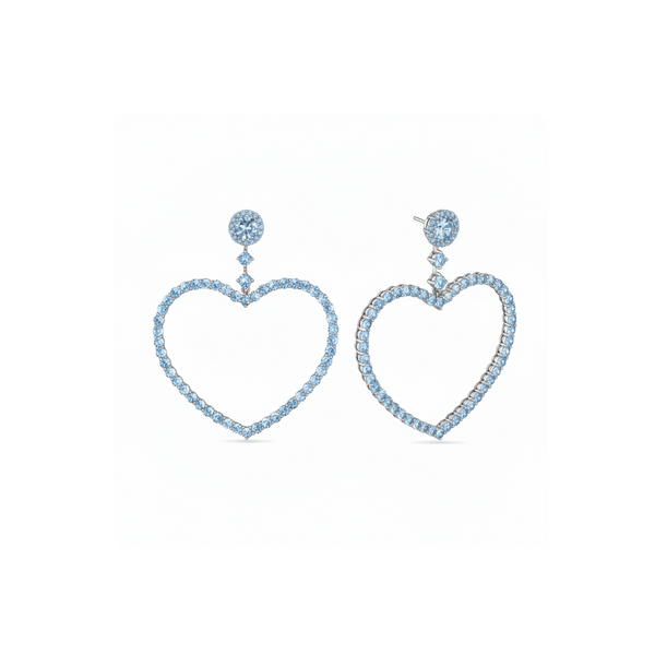 Amore Grand Heart Earrings – Light Blue Aquamarine