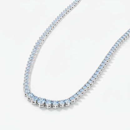 Juno Graduated Tennis Necklace – Light Blue Aquamarine