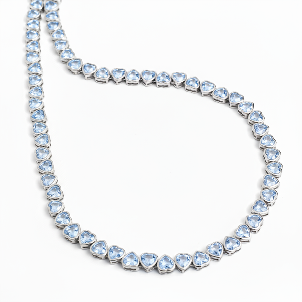 Amore Frame Tennis Necklace – Light Blue Aquamarine