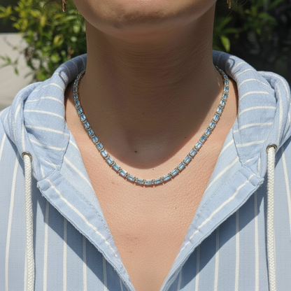 Nexus Tennis Necklace – Light Blue Aquamarine