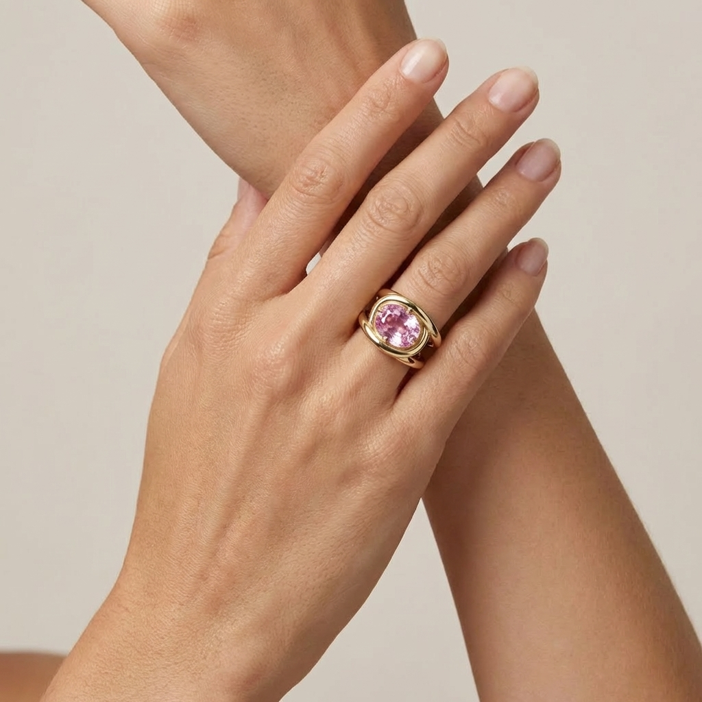 Velara Twist Ring – Light Pink Sapphire