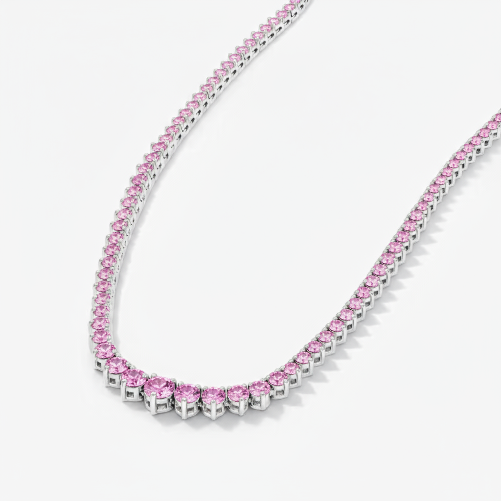 Juno Graduated Tennis Necklace – Light Pink Sapphire