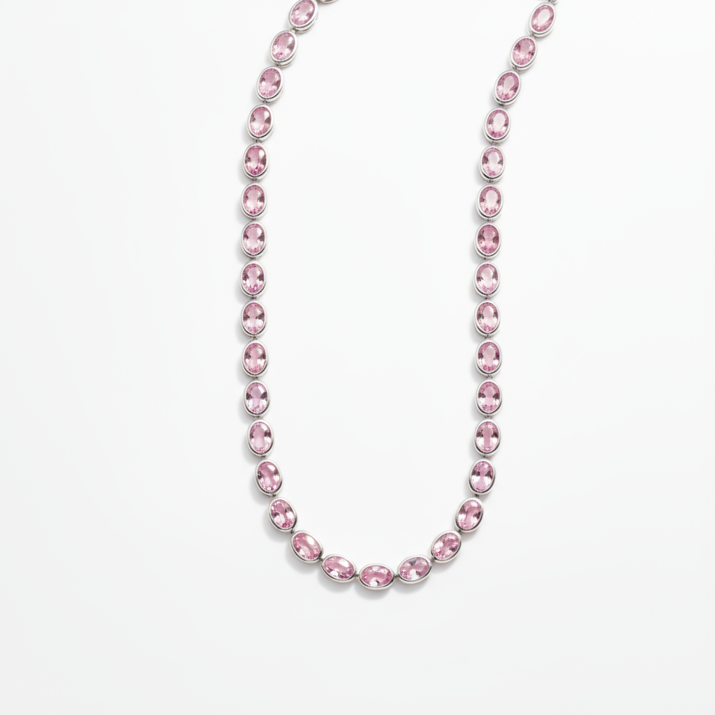 Velara Frame Tennis Necklace – Light Pink Sapphire