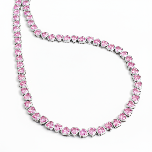 Amore Frame Tennis Necklace – Light Pink Sapphire