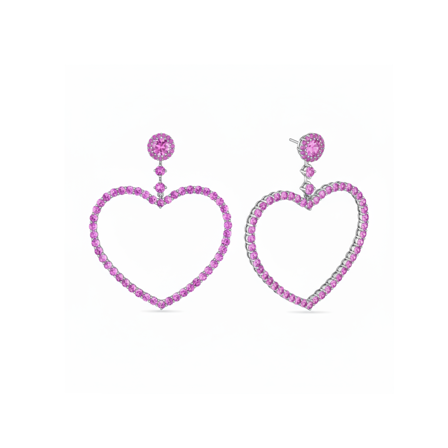 Amore Grand Heart Earrings – Light Pink Sapphire