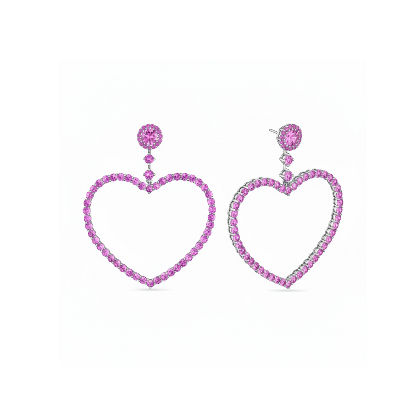 Amore Grand Heart Earrings – Light Pink Sapphire