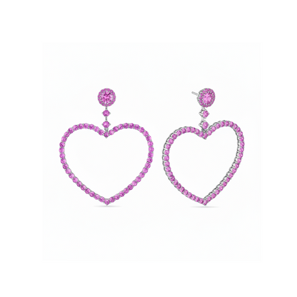 Amore Grand Heart Earrings – Light Pink Sapphire