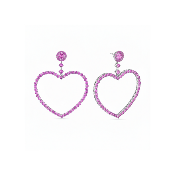 Amore Grand Heart Earrings – Light Pink Sapphire