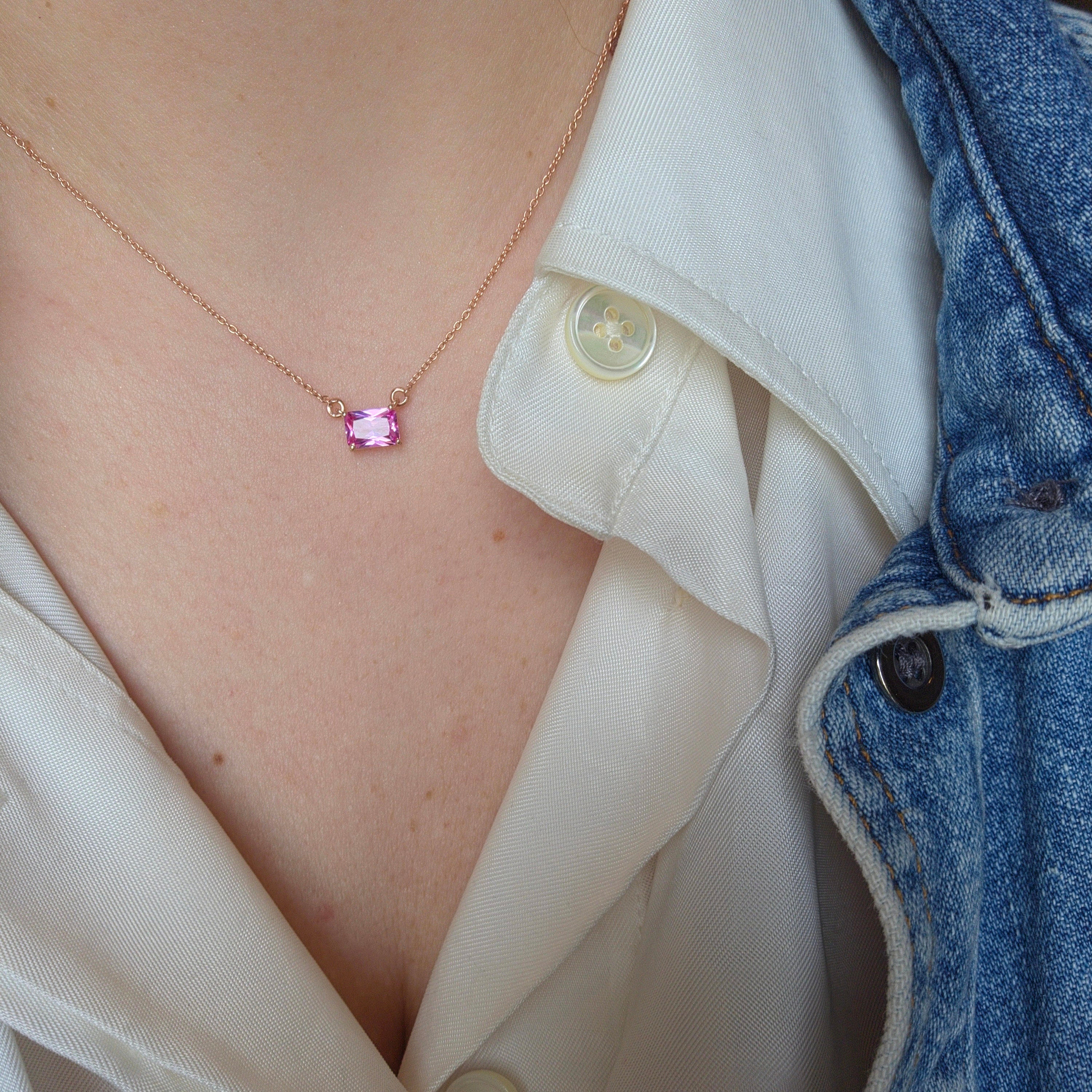 Nexus Solitaire Necklace – Light Pink Sapphire