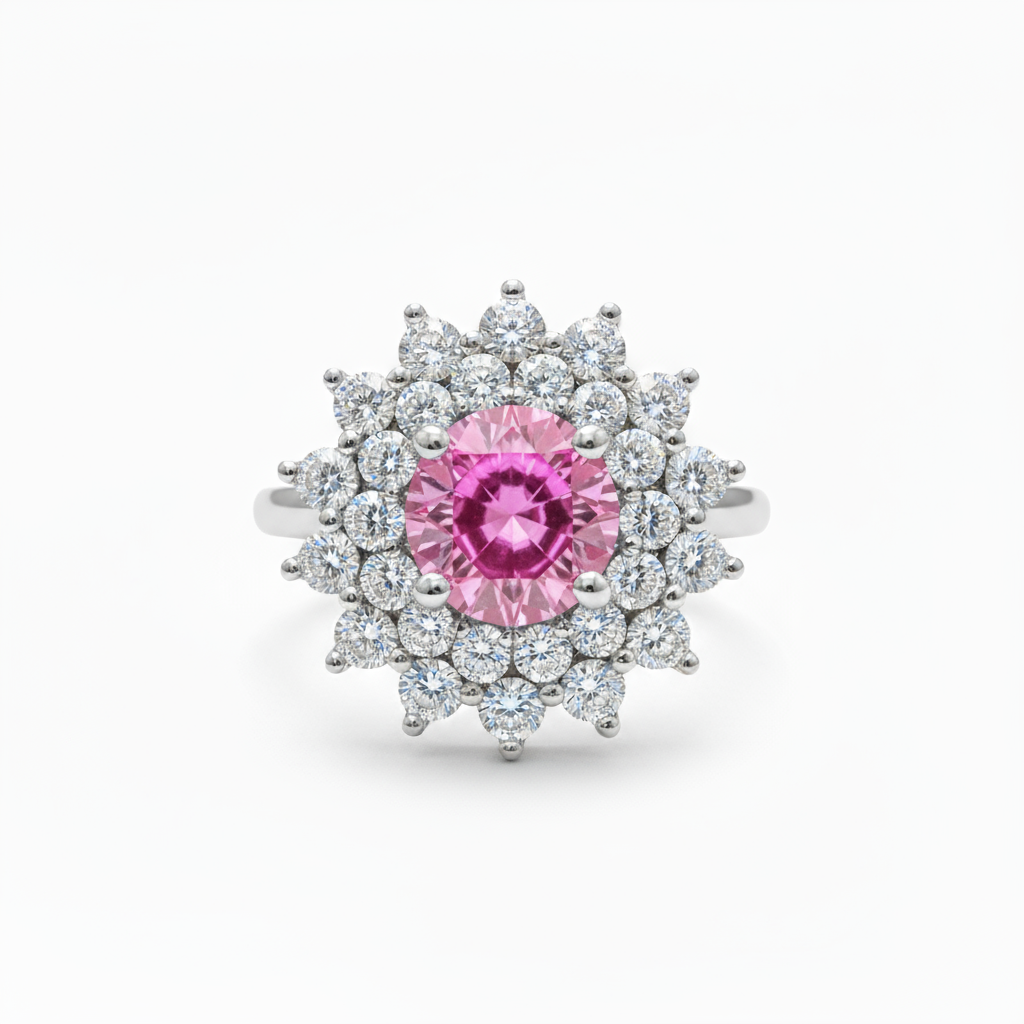 Juno Flower Ring – Light Pink Sapphire