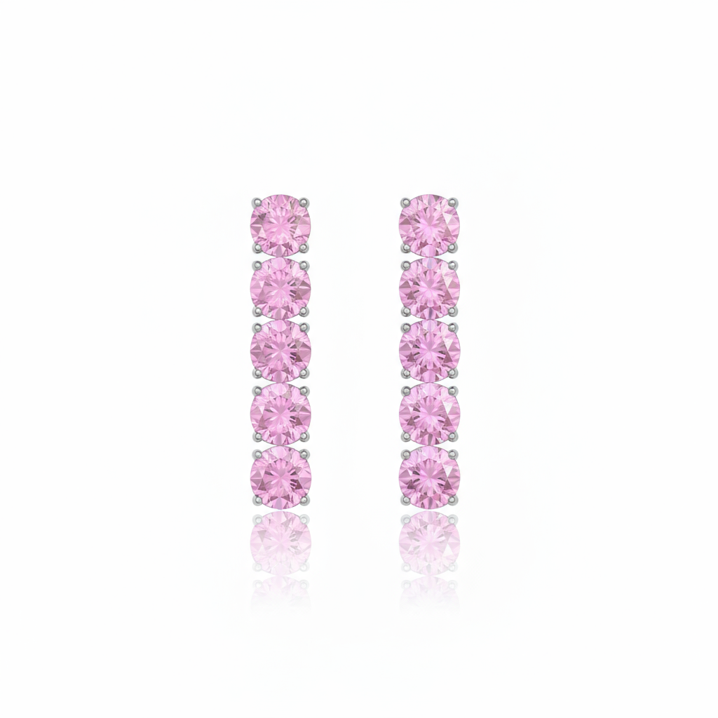 Juno Tennis Charm Earrings – Light Pink Sapphire