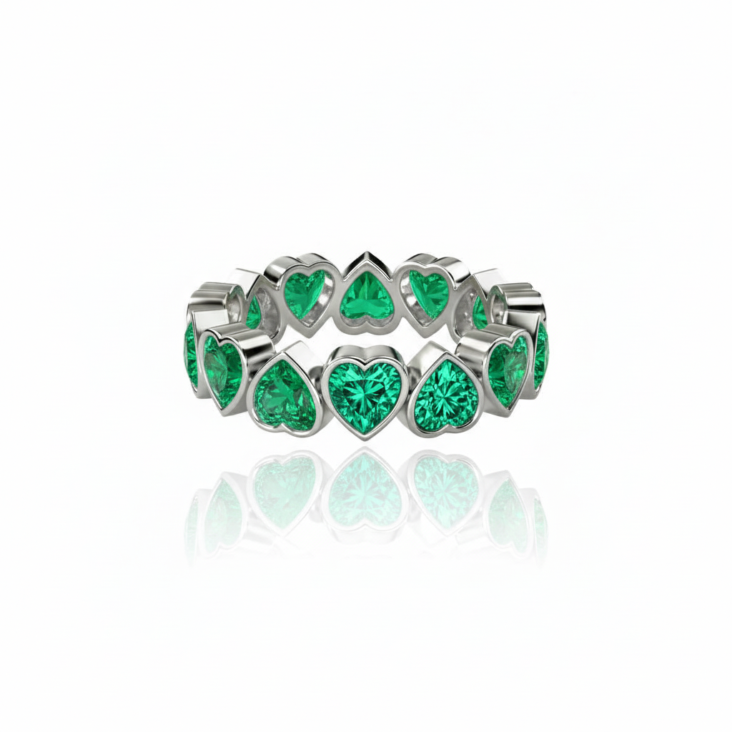 Amore Frame Eternity Ring – Colombian Green Emerald