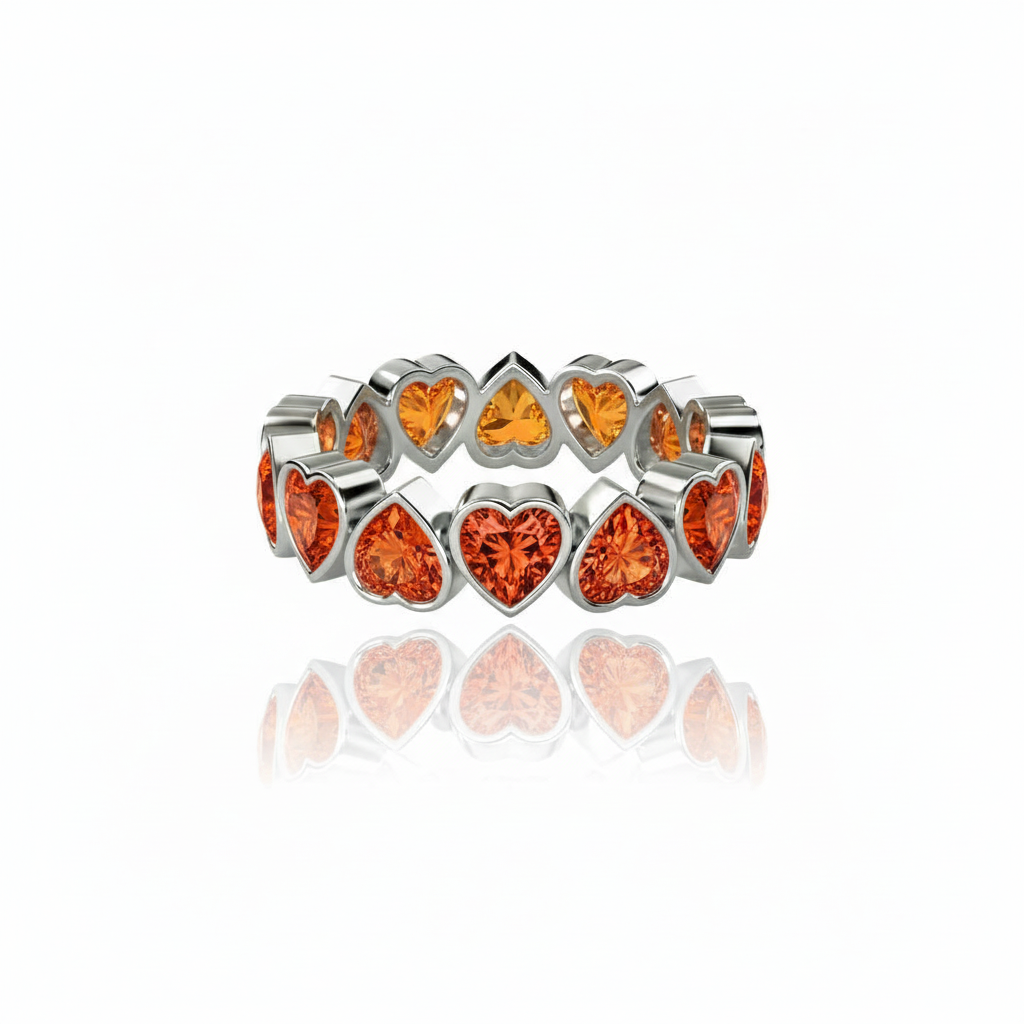 Amore Frame Eternity Ring – Orange Padparadscha Sapphire
