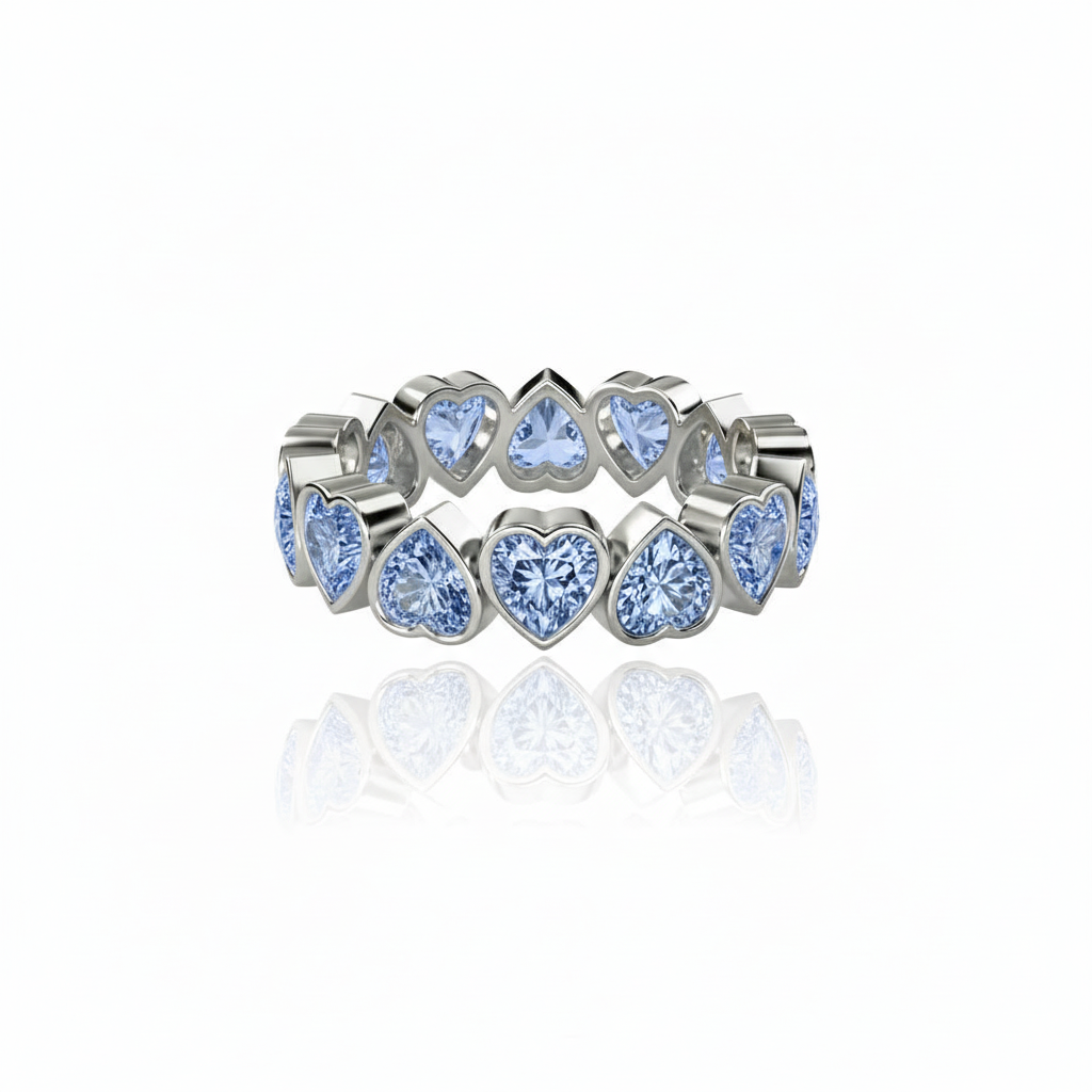 Amore Frame Eternity Ring – Light Blue Aquamarine