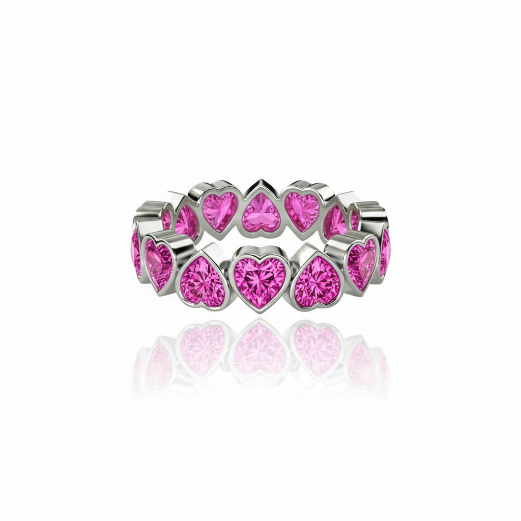 Amore Frame Eternity Ring – Vivid Pink Sapphire