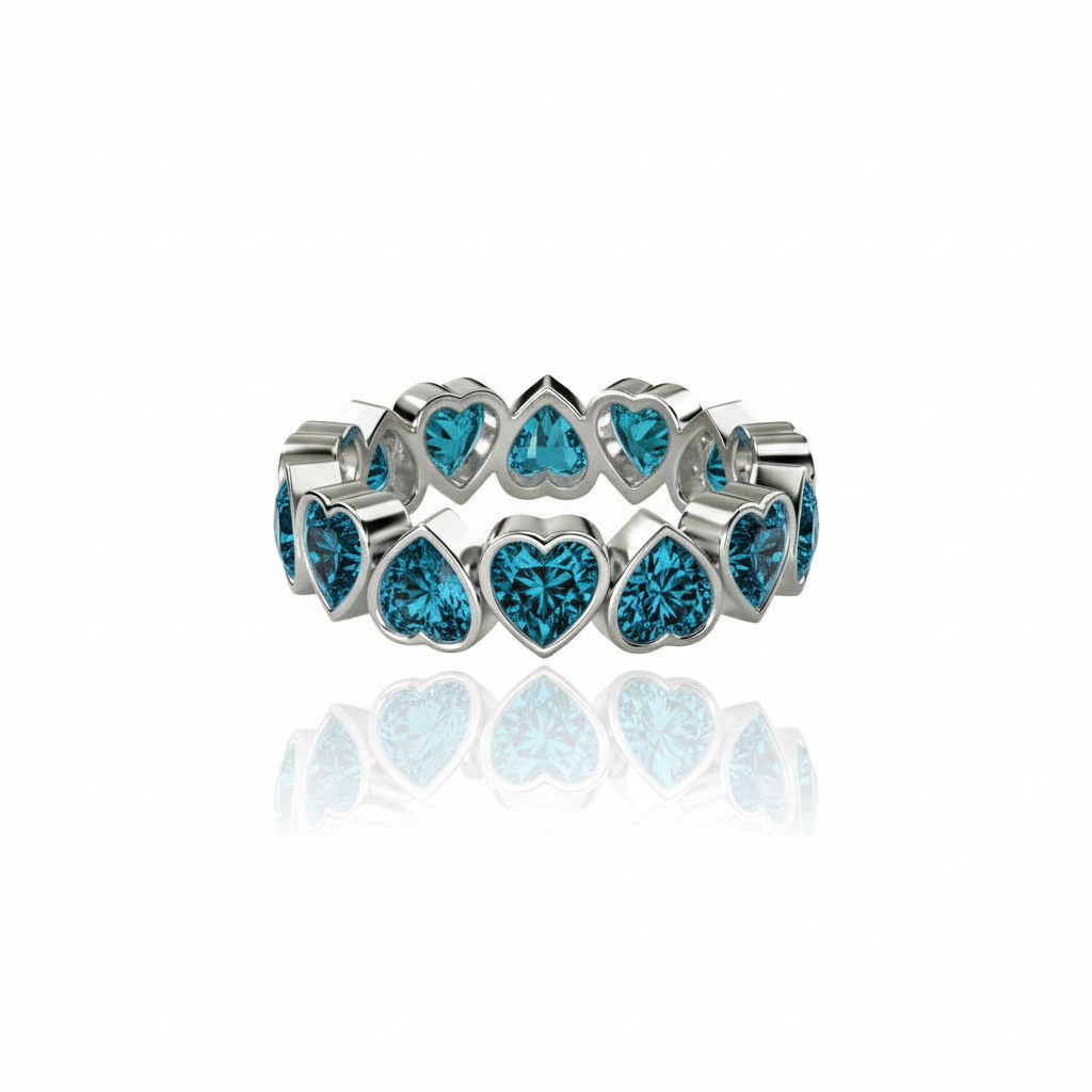 Amore Frame Eternity Ring – Teal Blue Spinel