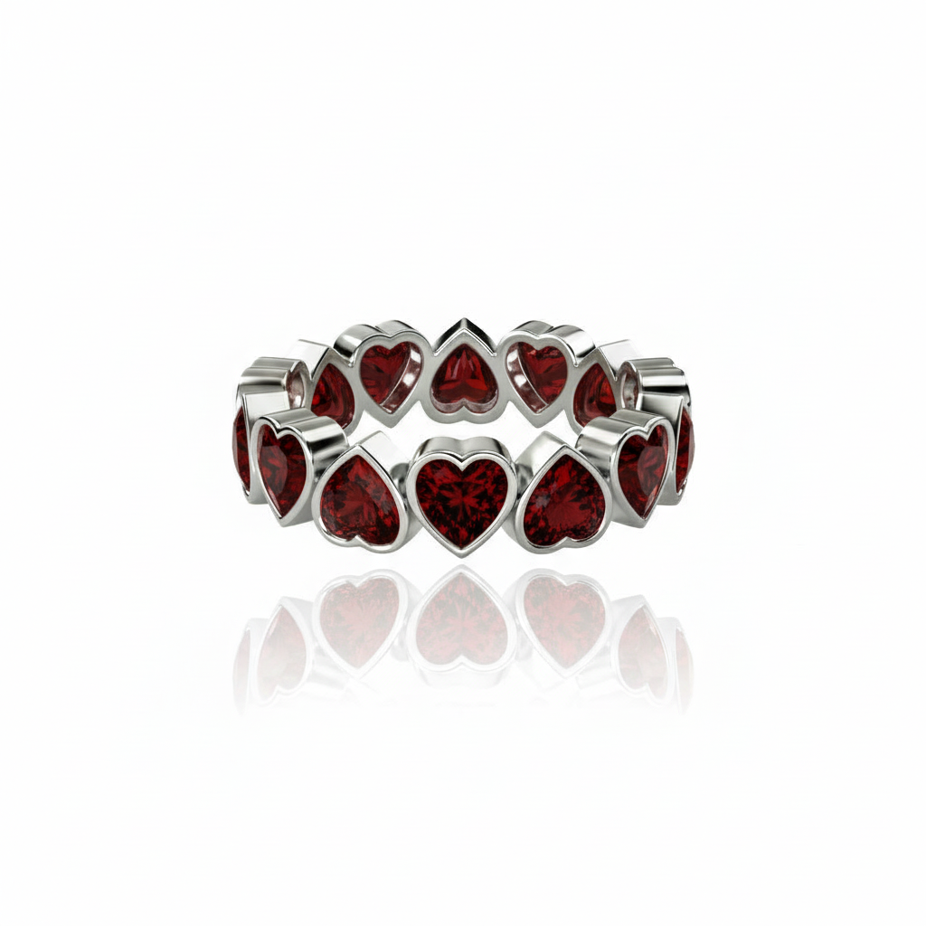 Amore Frame Eternity Ring – Deep Red Garnet