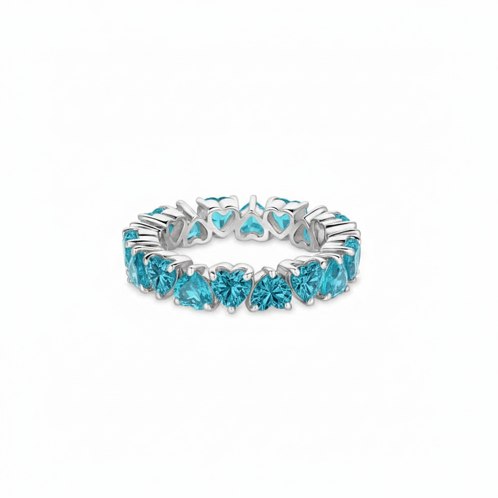 Amore Eternity Ring – Teal Blue Spinel