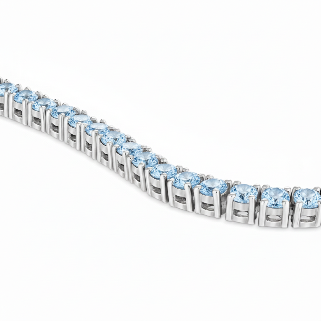 Juno Midi Tennis Necklace – Light Blue Aquamarine