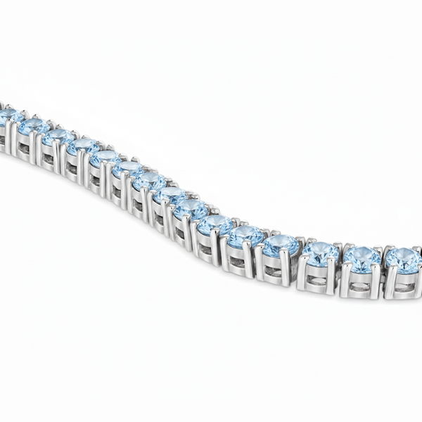 Juno Midi Tennis Necklace – Light Blue Aquamarine