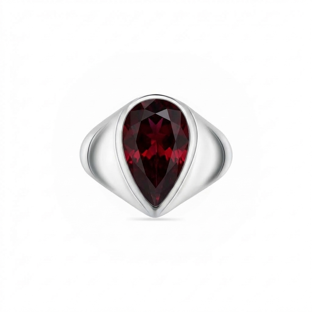 Nova Signet Ring – Deep Red Garnet