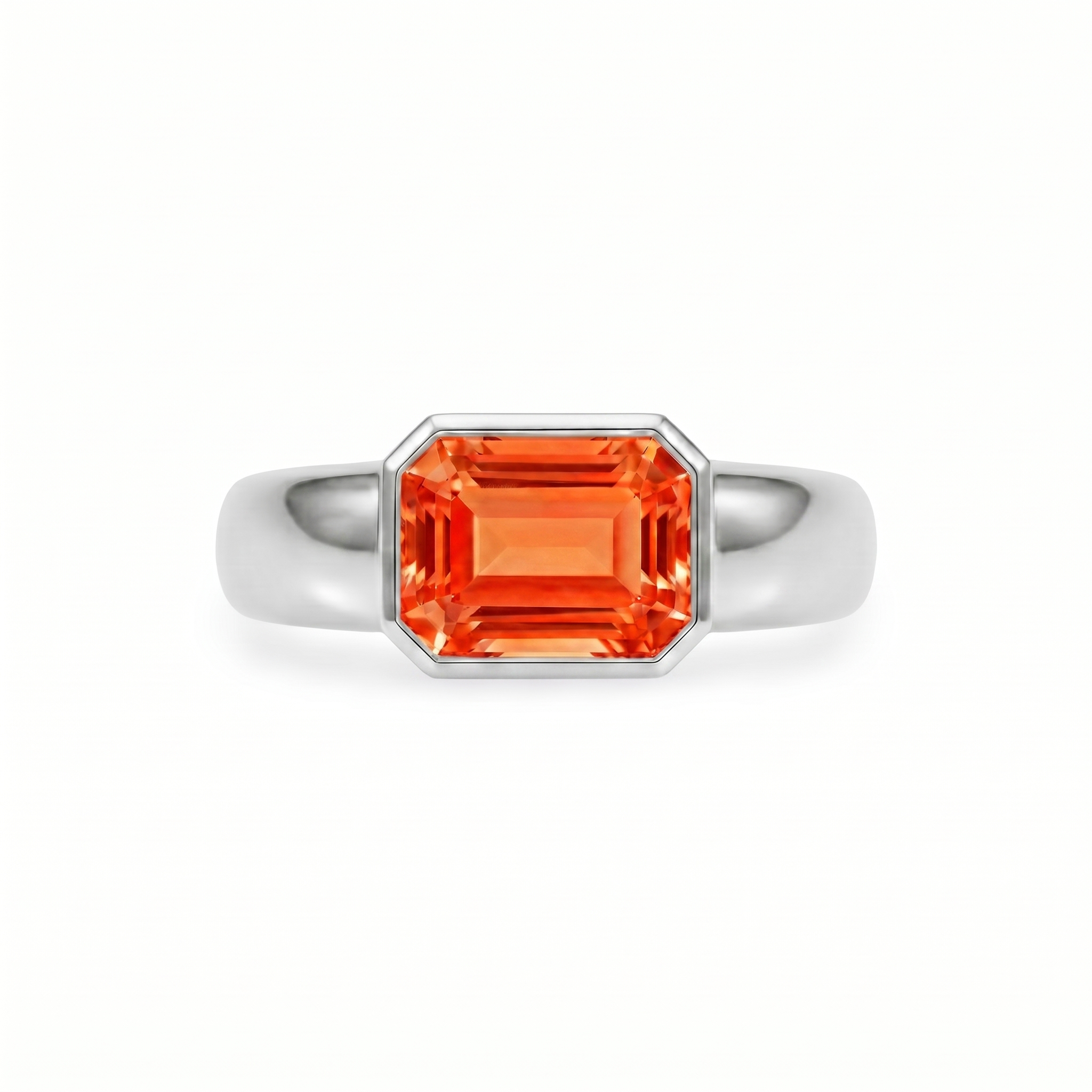 Nexus Lateral Solitaire Ring – Orange Padparadscha Sapphire