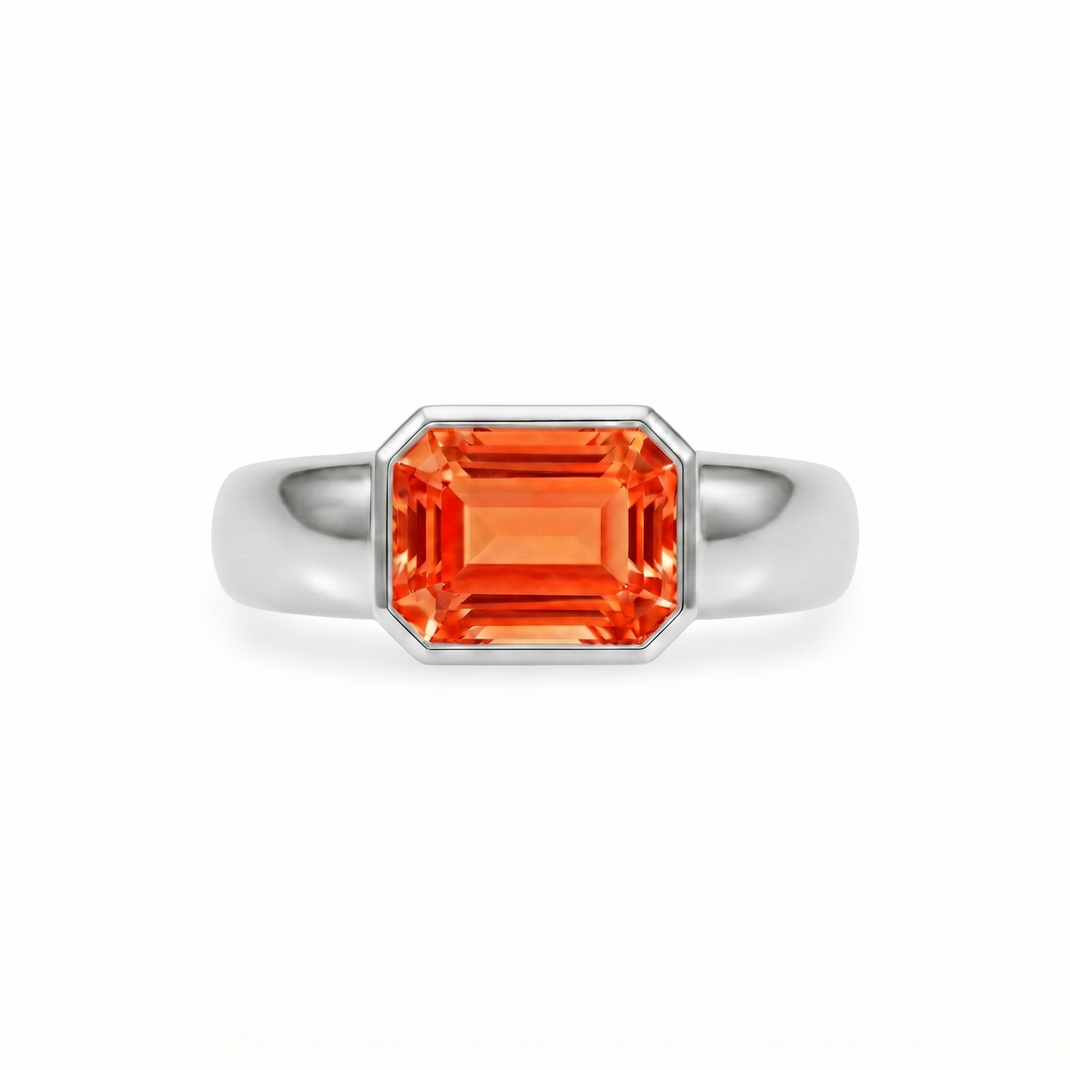 Nexus Lateral Solitaire Ring – Orange Padparadscha Sapphire