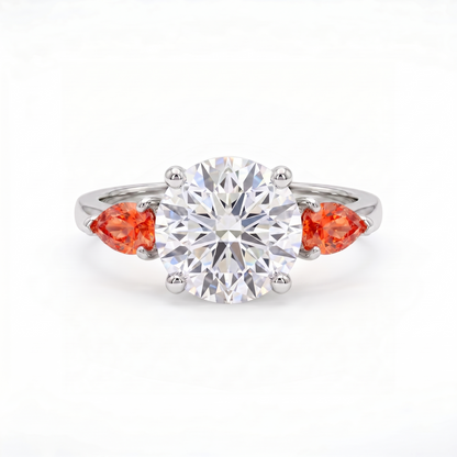 Juno Trio Ring – Orange Padparadscha Sapphire