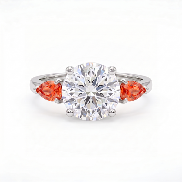 Juno Trio Ring – Orange Padparadscha Sapphire