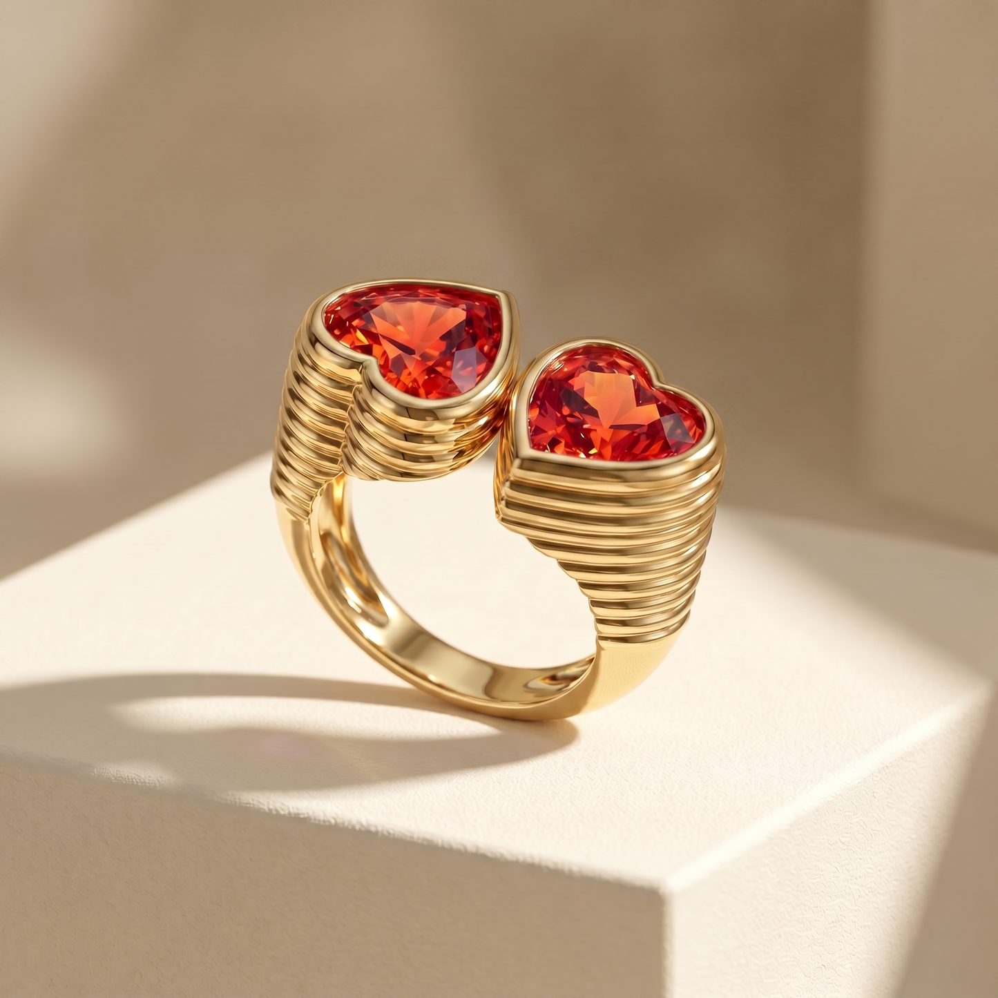 Amore Double Signet Ring – Orange Padparadscha Sapphire