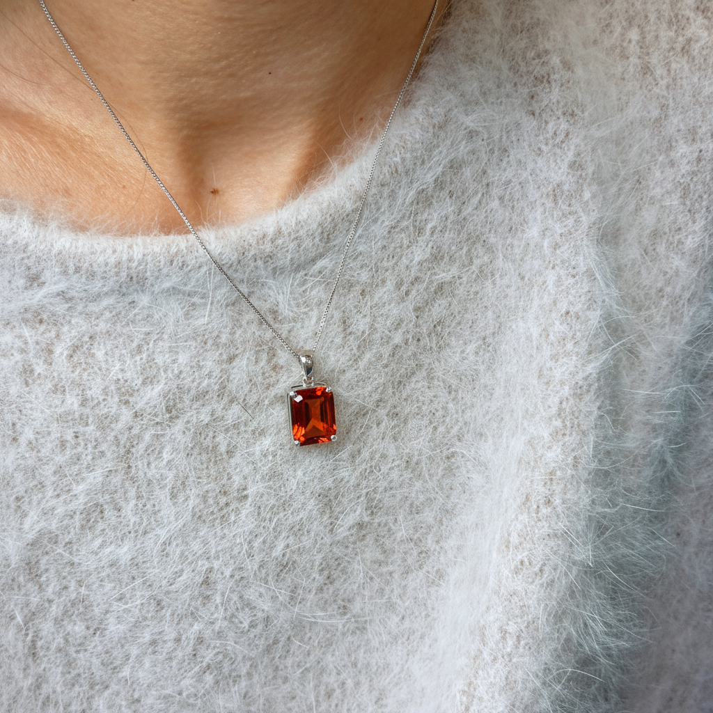 Nexus Statement Pendant – Orange Padparascha Sapphire