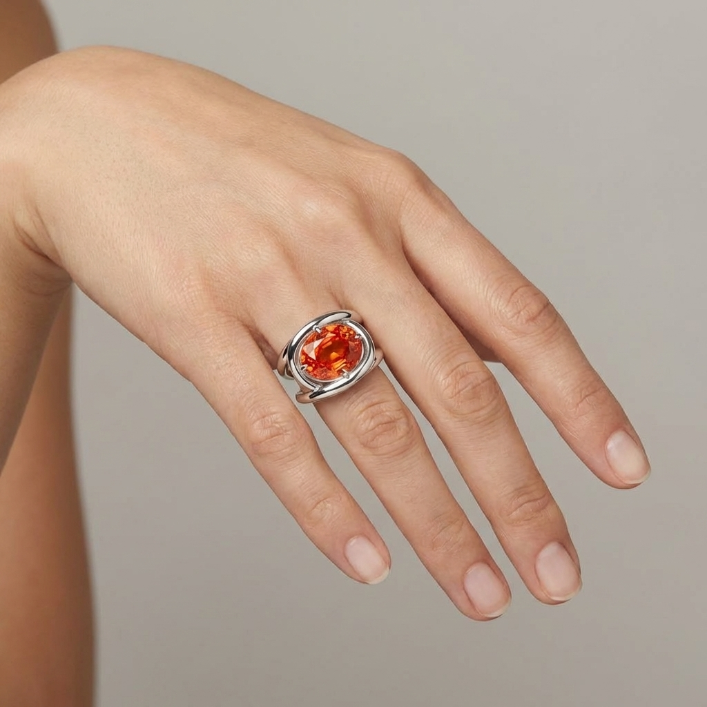 Velara Twist Ring – Orange Padparadscha Sapphire