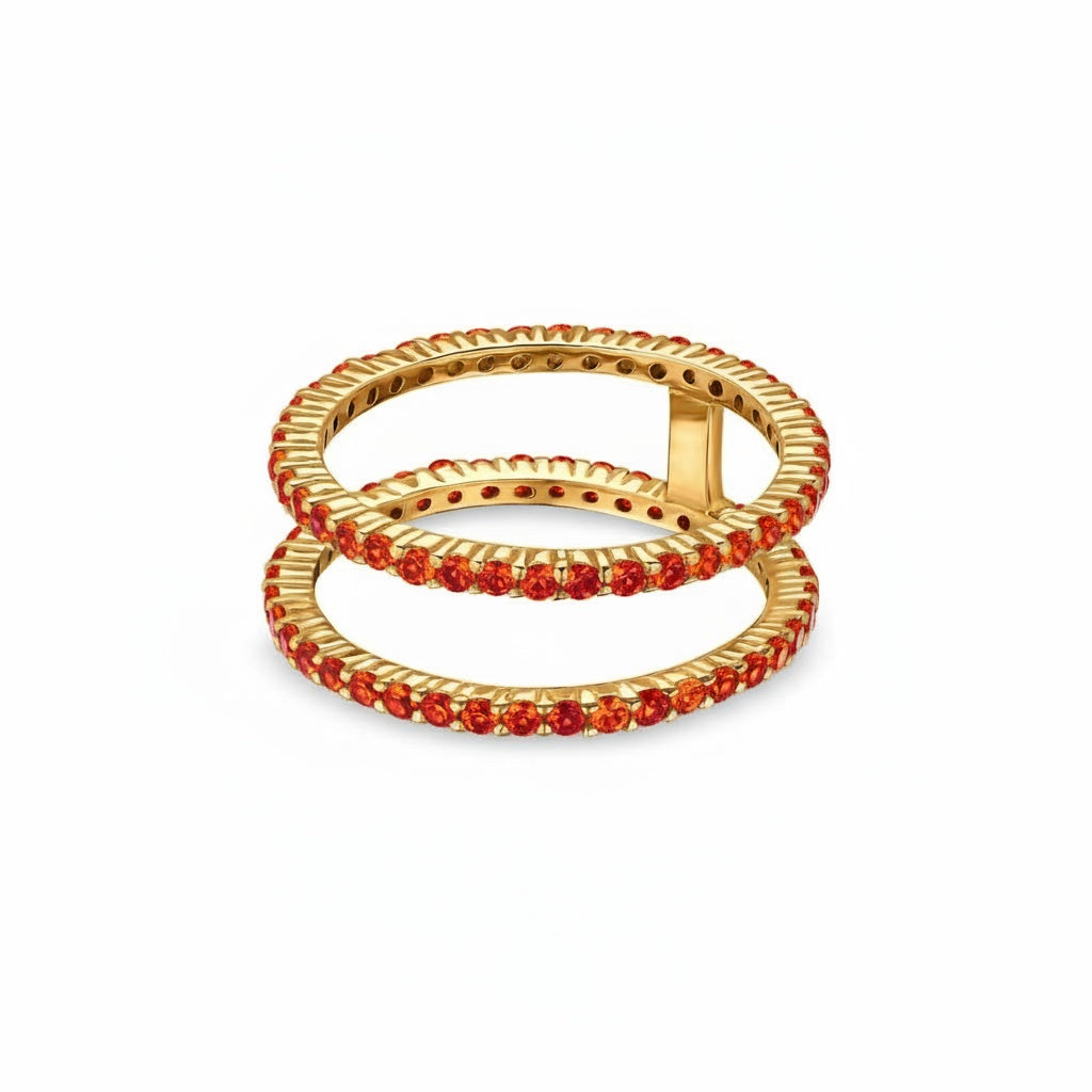 Linea Double Ring – Orange Padparadscha Sapphire
