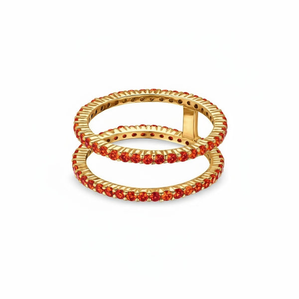 Linea Double Ring – Orange Padparadscha Sapphire
