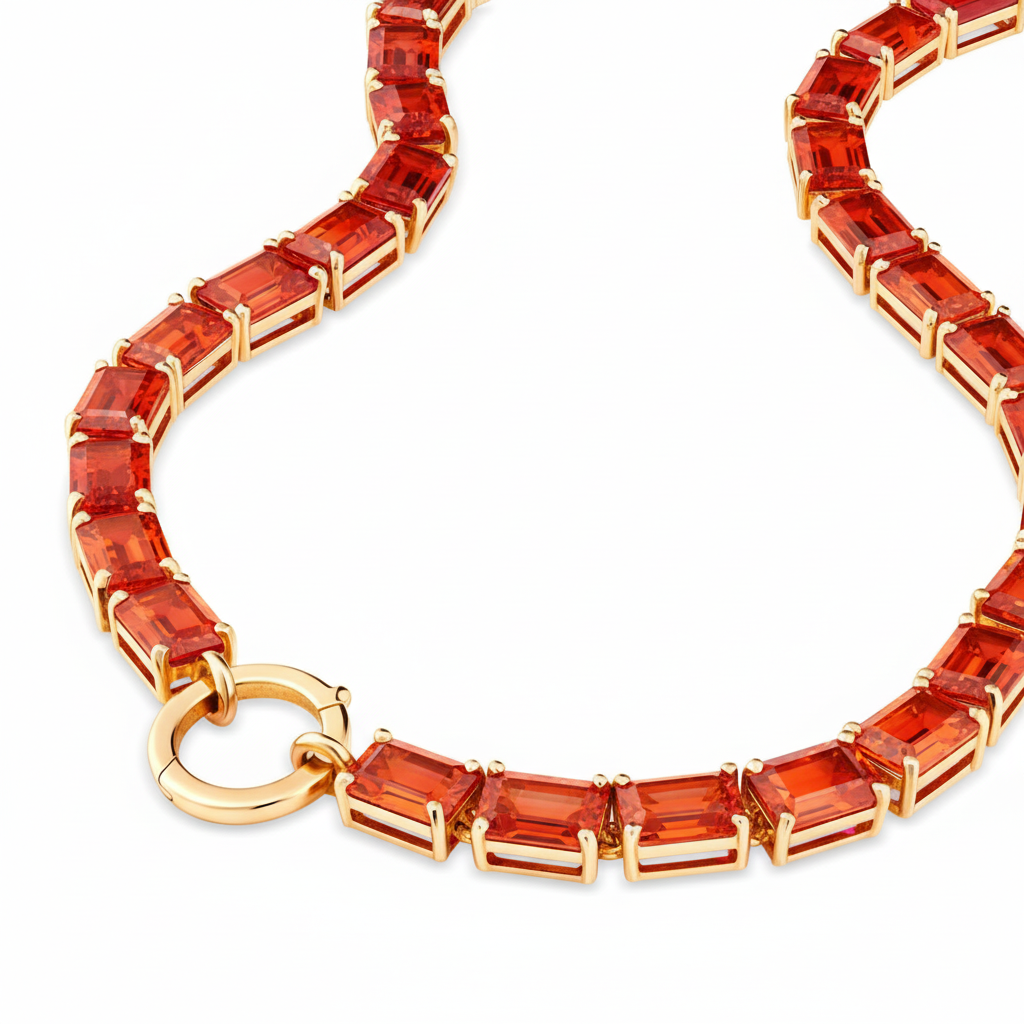 Nexus Tennis Necklace – Orange Padparadscha Sapphire
