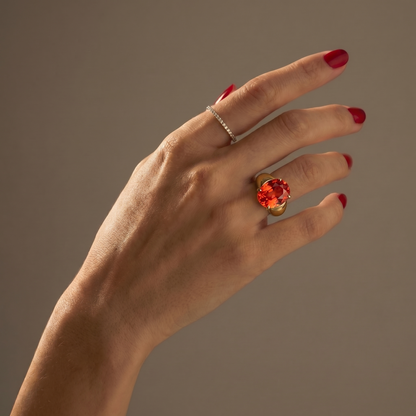 Velara Signet Ring – Orange Padparadscha Sapphire