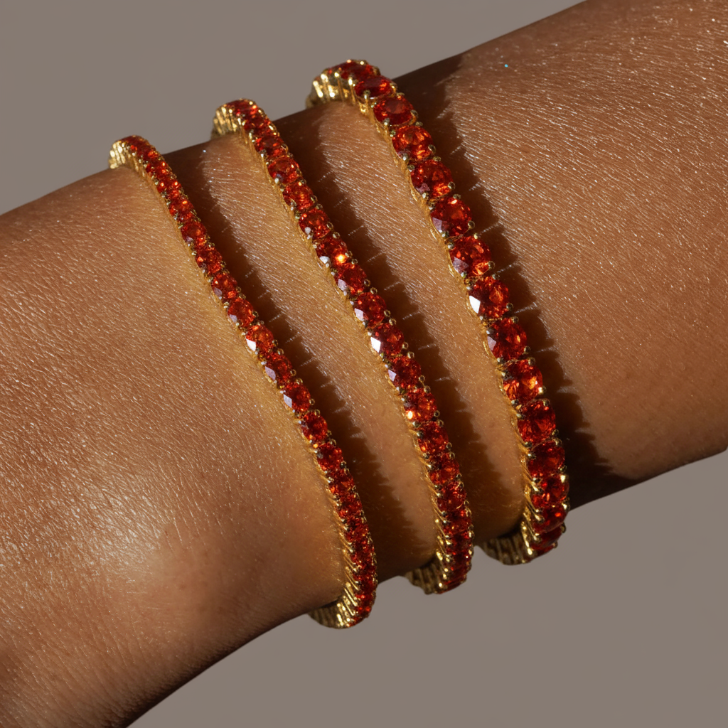 Juno Mini Tennis Bracelet – Orange Padparadscha Sapphire