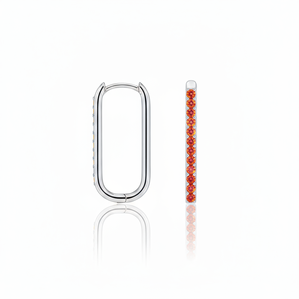 Linea Trace Earrings – Orange Padparadscha Sapphire