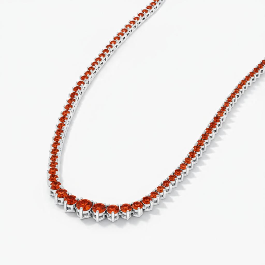 Juno Graduated Tennis Necklace – Orange Padparadscha Sapphire
