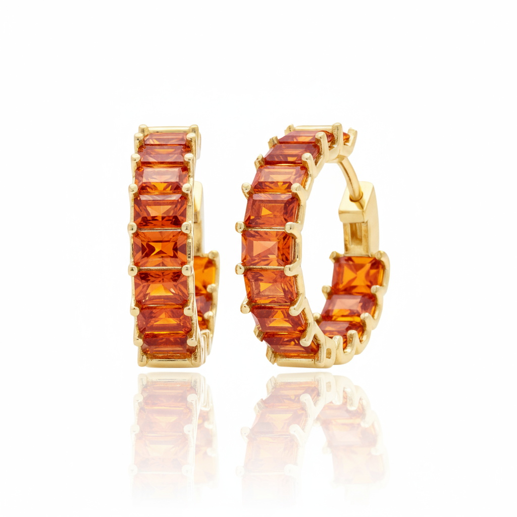 Nexus Hoop Earrings – Orange Padparadscha Sapphire