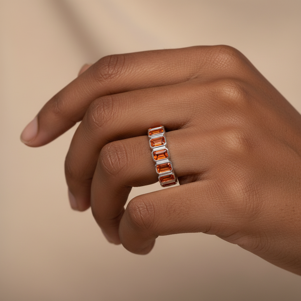 Nexus Vertical Eternity Ring – Orange Padparadscha Sapphire