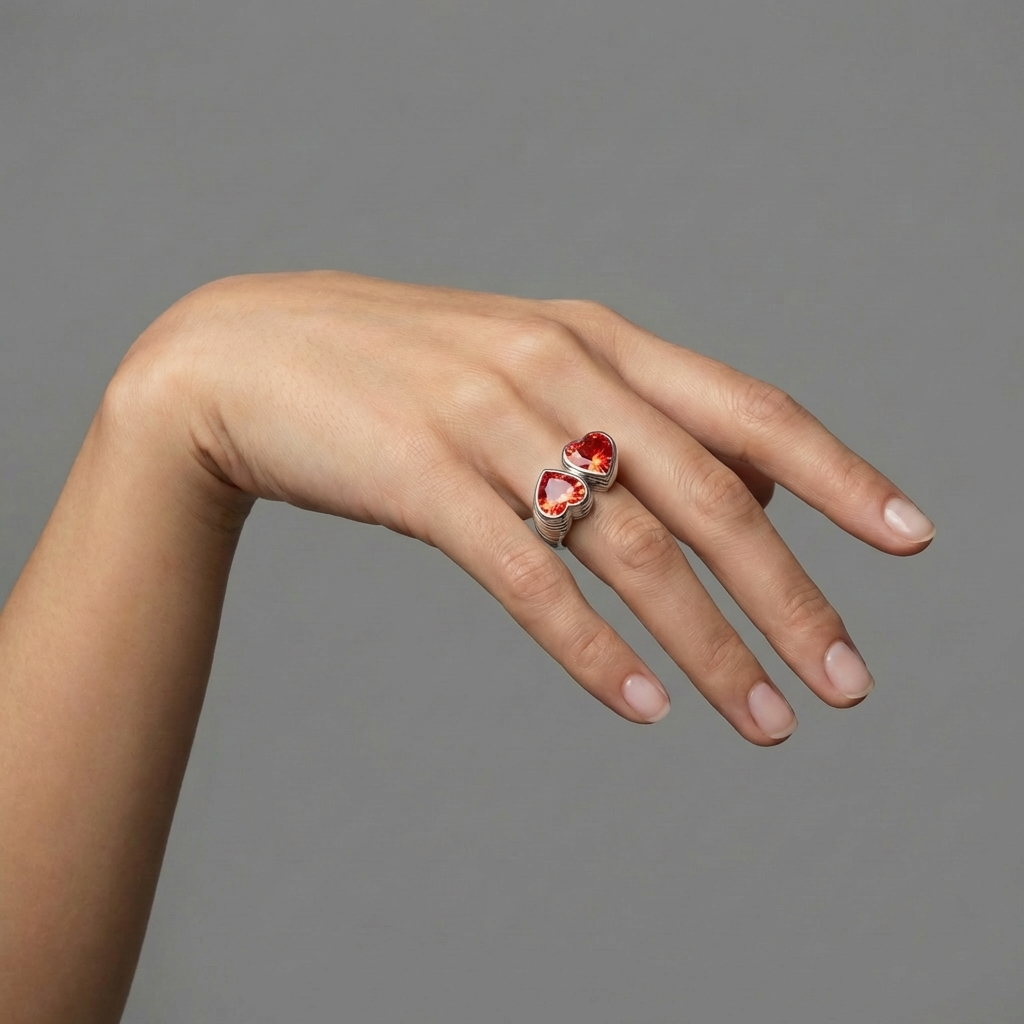 Amore Double Signet Ring – Orange Padparadscha Sapphire