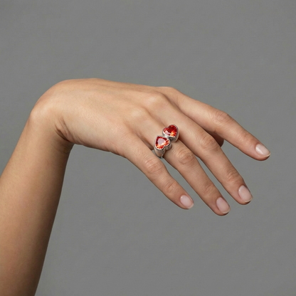 Amore Double Signet Ring – Orange Padparadscha Sapphire