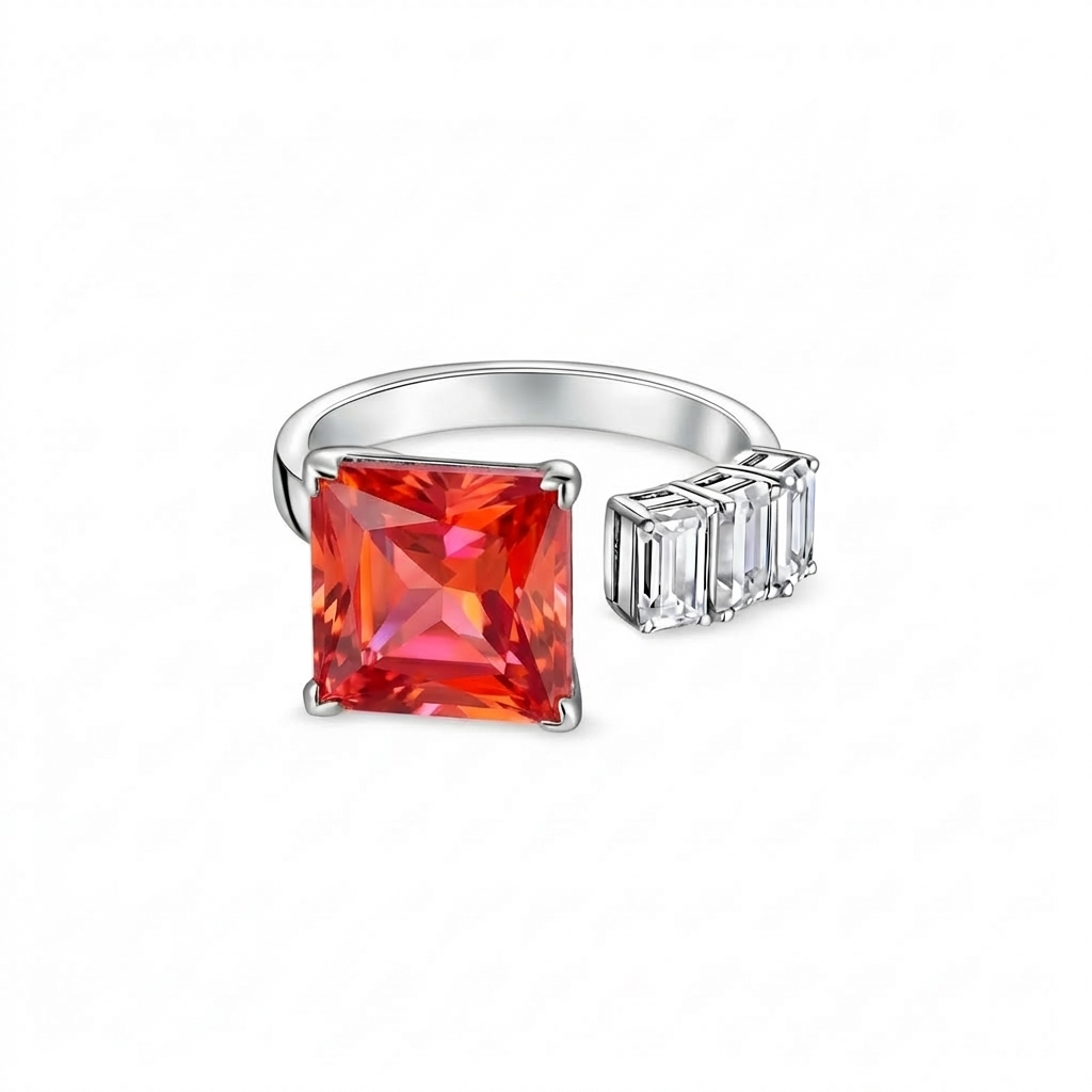 Aria Princess Open Ring – Orange Padparadscha Sapphire
