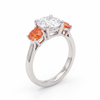 Juno Trilogy Ring – Orange Padparadscha Sapphire
