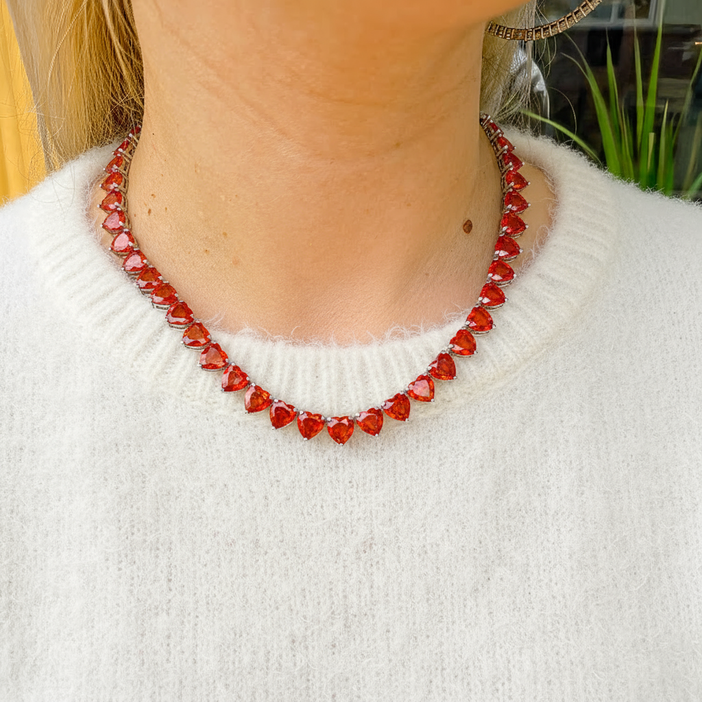 Amore Maxi Tennis Necklace – Orange Padparadscha Sapphire